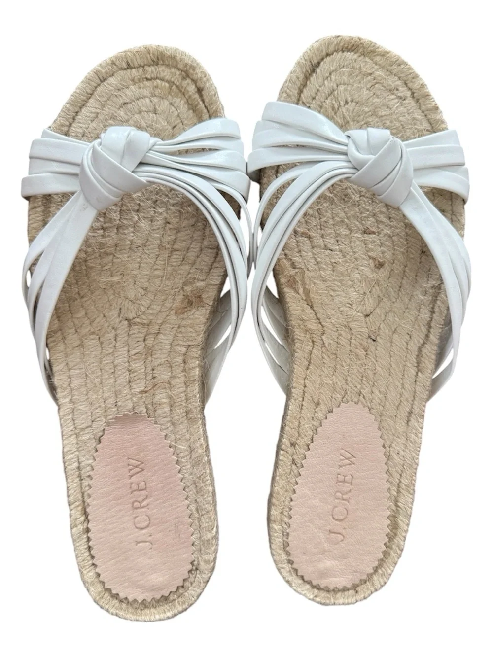 J. Crew White Knotted Spain Espadrille Slides-new!
